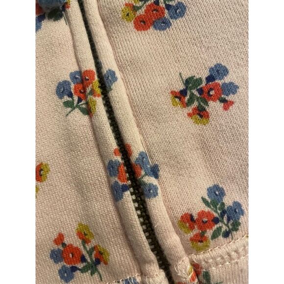 Mini Boden Girls Floral Shaggy-Lined Hoodie Jacket Pink Size 3-4Y Long Sleeve - Picture 2 of 5